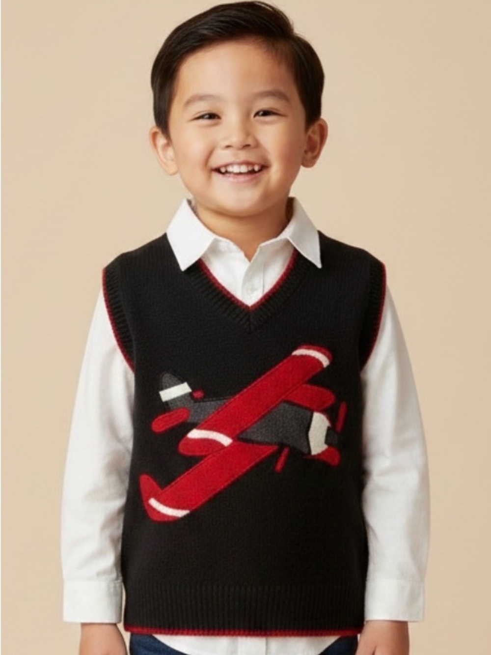Gymboree | Adorable Black and Red Airplane Knit Vest